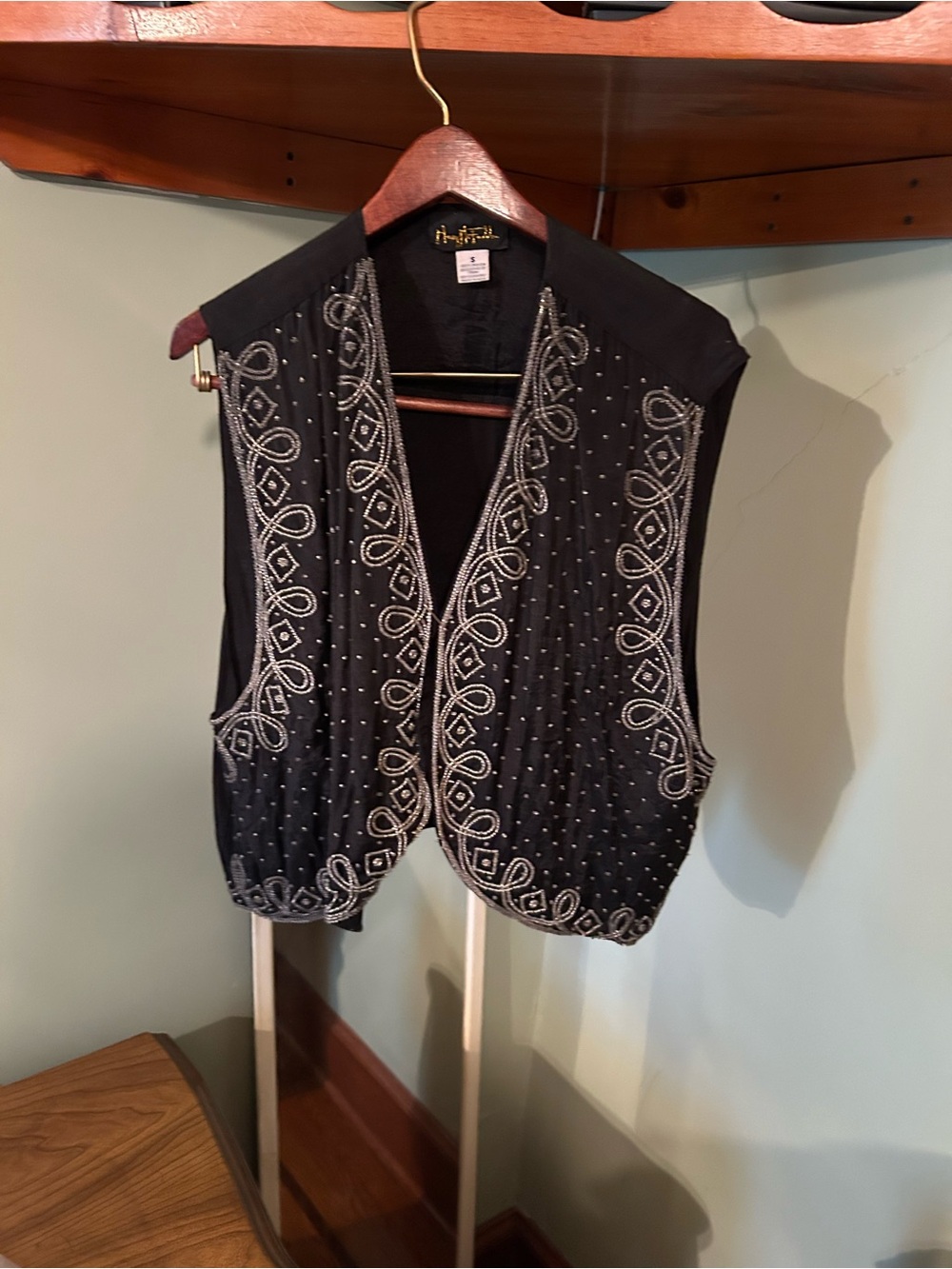 Nicole Miller Black Jacket with Gold Logo Detail